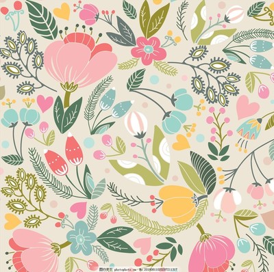 田園詩畫 可愛手繪花卉與蔬菜的無縫連續墻紙藝術